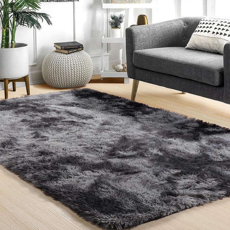 XL Fuzzy Rug Tie Dye Fluffy Carpet Grey