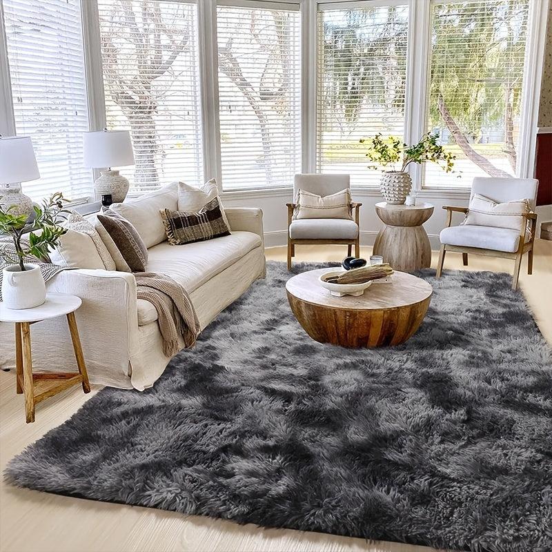 XL Fuzzy Rug Tie Dye Fluffy Carpet Grey