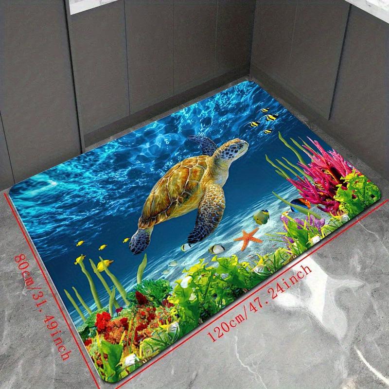 Quick Drying Turtle Pattern Bathroom Mat Anti Slip Floor Mat