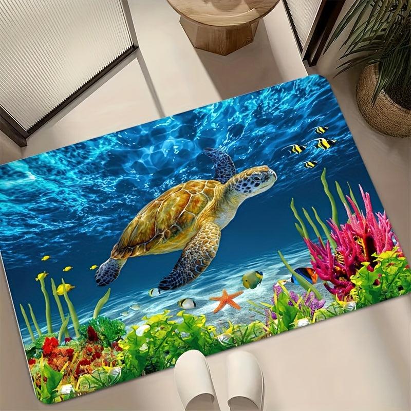 Quick Drying Turtle Pattern Bathroom Mat Anti Slip Floor Mat