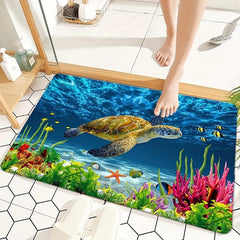 Quick Drying Turtle Pattern Bathroom Mat Anti Slip Floor Mat