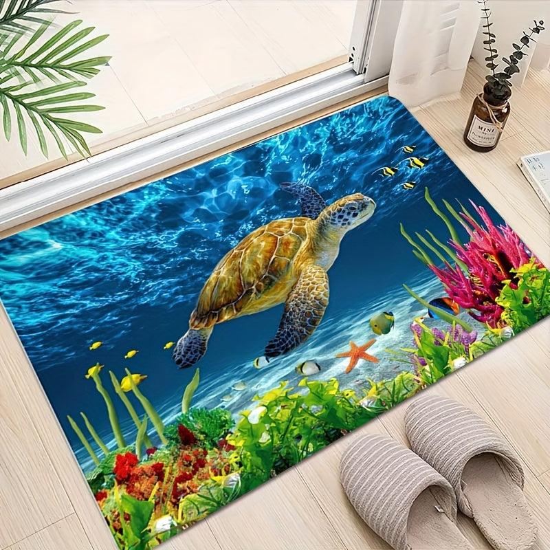 Quick Drying Turtle Pattern Bathroom Mat Anti Slip Floor Mat