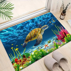 Quick Drying Turtle Pattern Bathroom Mat Anti Slip Floor Mat