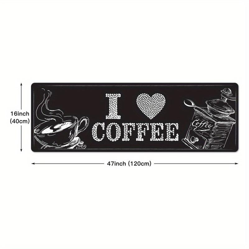 Love Coffee Kitchen Floor Mat Soft Non-slip Dirt-resistant Washable Doormat