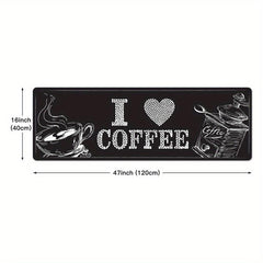 Love Coffee Kitchen Floor Mat Soft Non-slip Dirt-resistant Washable Doormat