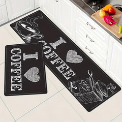 Love Coffee Kitchen Floor Mat Soft Non-slip Dirt-resistant Washable Doormat
