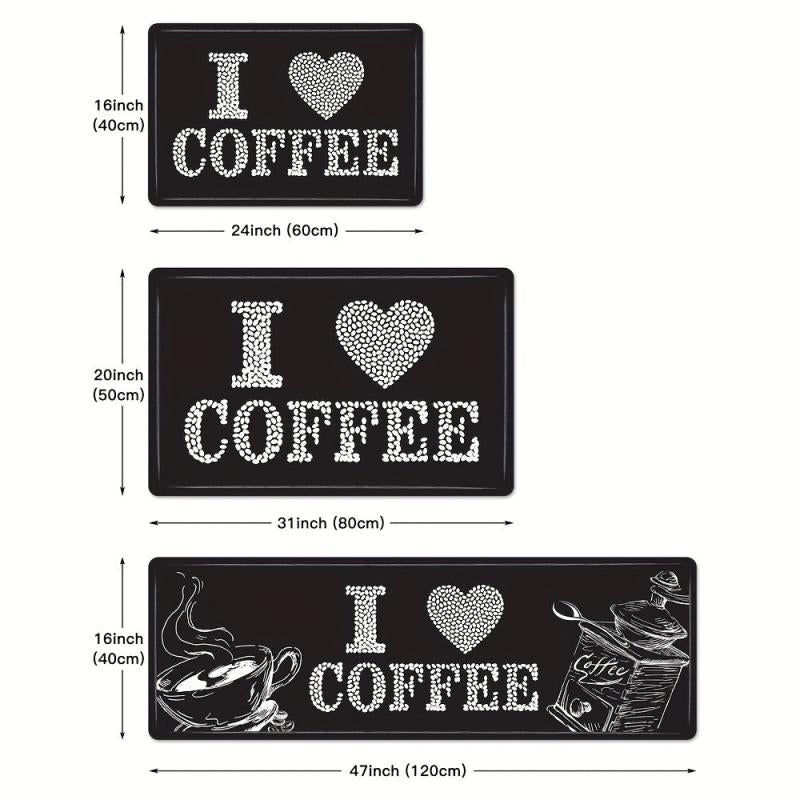 Love Coffee Kitchen Floor Mat Soft Non-slip Dirt-resistant Washable Doormat