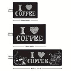 Love Coffee Kitchen Floor Mat Soft Non-slip Dirt-resistant Washable Doormat