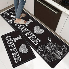 Love Coffee Kitchen Floor Mat Soft Non-slip Dirt-resistant Washable Doormat
