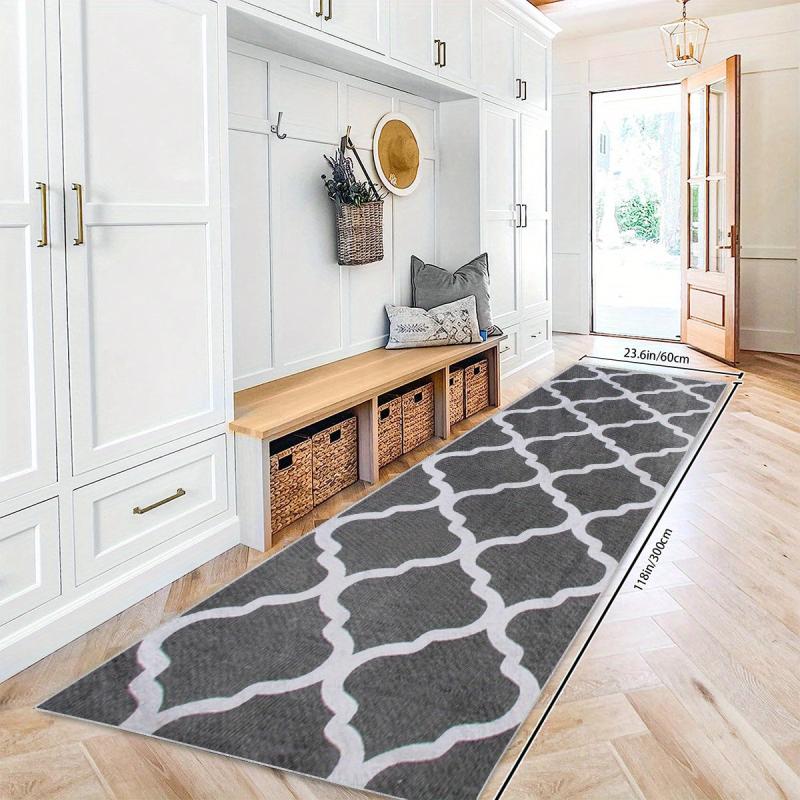 Geometric Moroccan Runner Rug Soft Non Slip Machine Washable