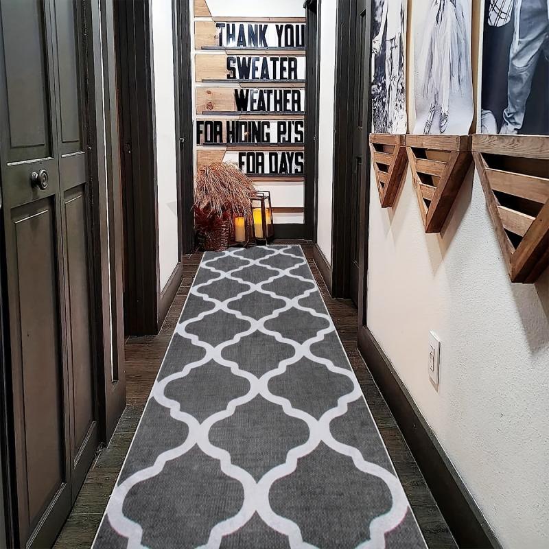 Geometric Moroccan Runner Rug Soft Non Slip Machine Washable