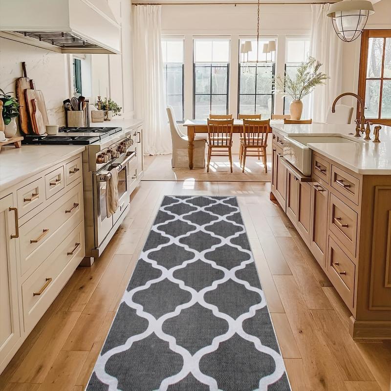 Geometric Moroccan Runner Rug Soft Non Slip Machine Washable