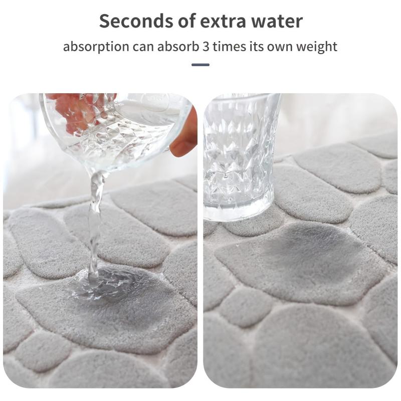 Stone Patterned Soft Toilet Mat Bath Rug Door Mat Bathroom Decor