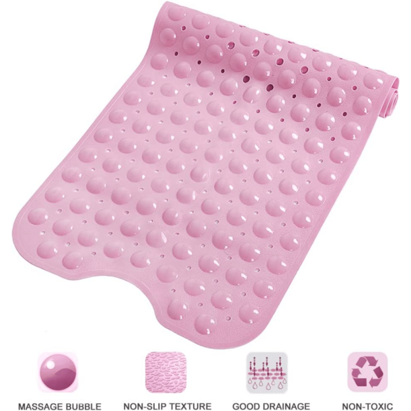 Non Slip Extra Long Bath Tub Mat with Suction Cups and Drain Holes