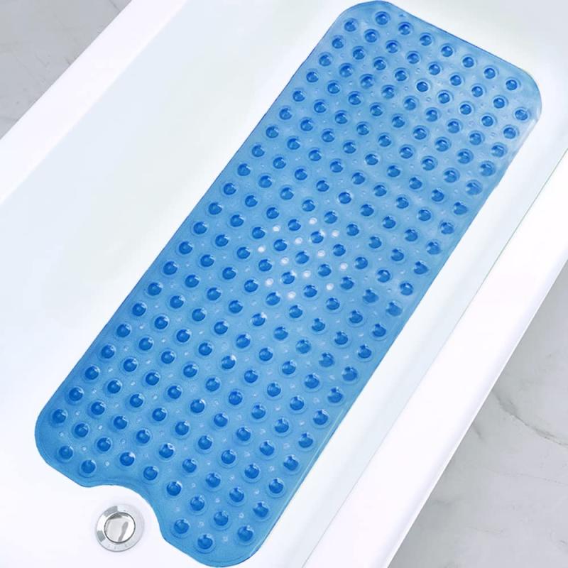 Non Slip Extra Long Bath Tub Mat with Suction Cups and Drain Holes