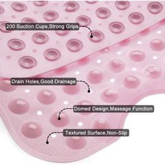 Non Slip Extra Long Bath Tub Mat with Suction Cups and Drain Holes