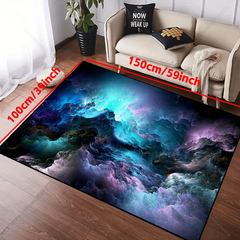 3D Illusion Floor Mat Galaxy Stars Pattern Flannel Area Rug