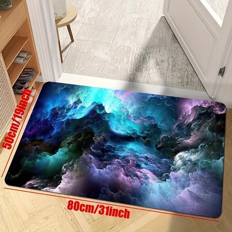 3D Illusion Floor Mat Galaxy Stars Pattern Flannel Area Rug