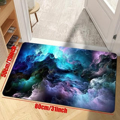 3D Illusion Floor Mat Galaxy Stars Pattern Flannel Area Rug