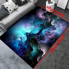 3D Illusion Floor Mat Galaxy Stars Pattern Flannel Area Rug