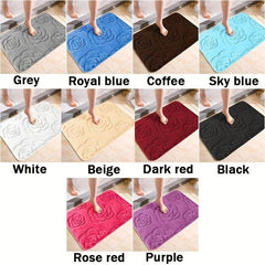 1pc Bath Rugs Rose Flower Embossed Bathroom Bath Mat Flannel Non Slip Carpet