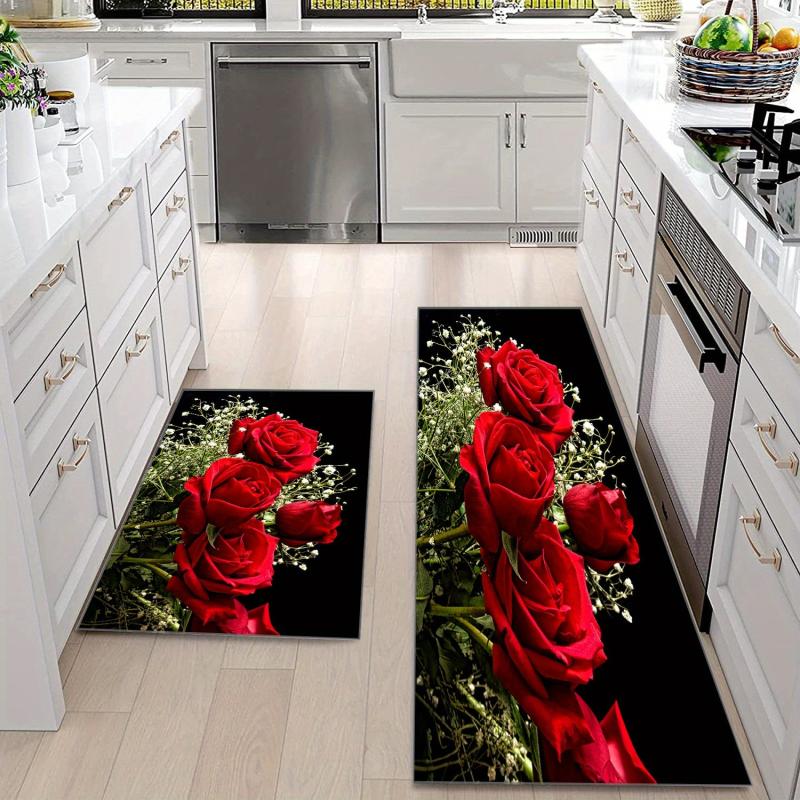 2pcs Soft Kitchen Rug Cushioned Anti Fatigue Kitchen Rug Waterproof