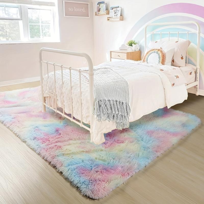 Soft Tie-Dye Area Rug for Girls Bedroom - Cozy & Stylish Rug for Bedside
