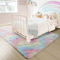 Soft Tie-Dye Area Rug for Girls Bedroom - Cozy & Stylish Rug for Bedside