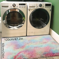 Soft Rainbow Rug For Girls Bedroom Kids Room Shaggy Tie Dye Throw Carpet