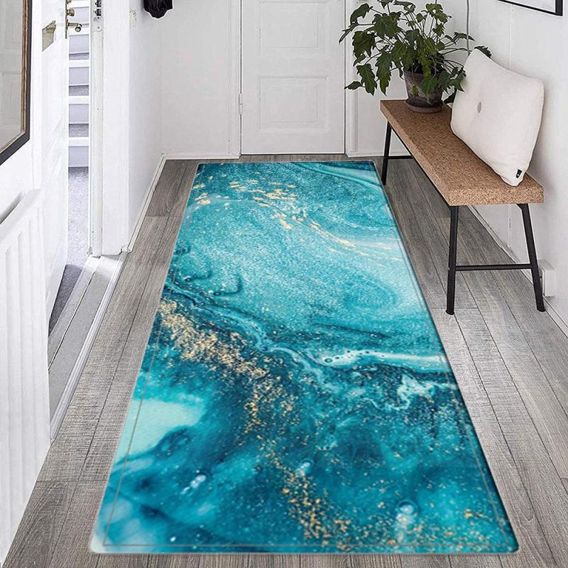Marble Pattern Rug Non Slip Modern Fabric Floor Mat Home