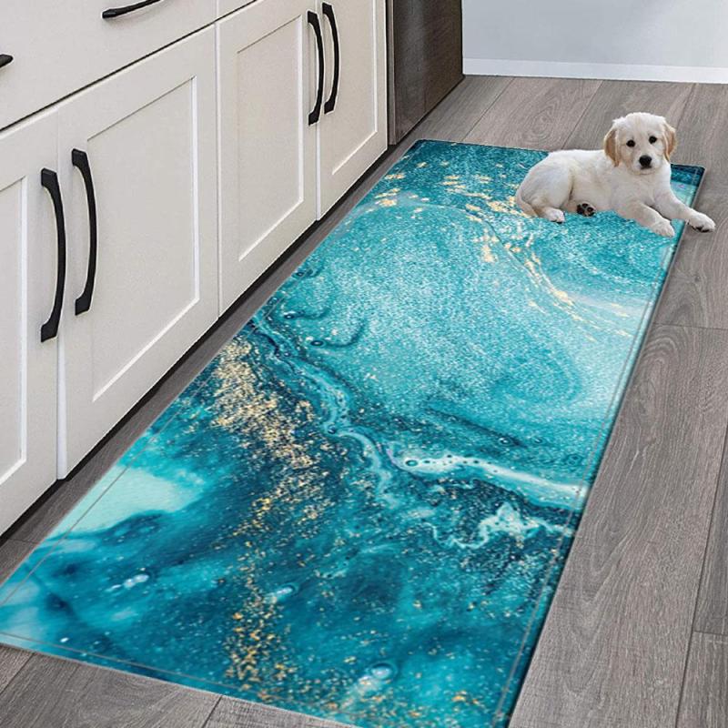 Marble Pattern Rug Non Slip Modern Fabric Floor Mat Home