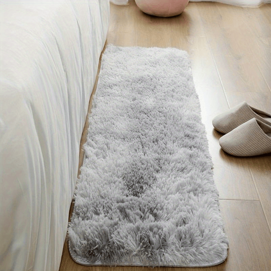 Elegant Tie dyed Light Gray Silk Wool Rug