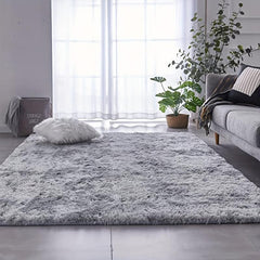 Soft Fluffy Area Rug Tie Dyed Bedroom Carpet