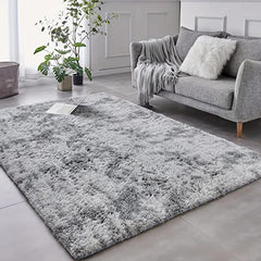 Soft Fluffy Area Rug Tie Dyed Bedroom Carpet