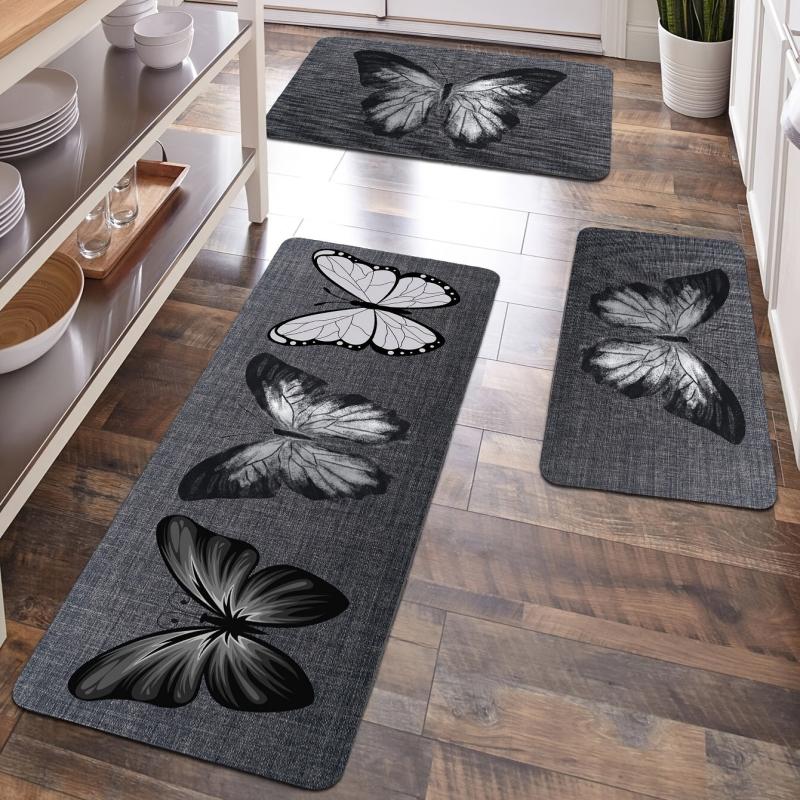 Butterfly Anti Fatigue Kitchen Mat Absorbent Bath Laundry Floor Entrance Doormat