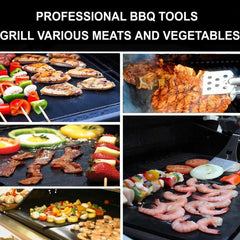 5pcs Non-Stick BBQ Grill Mat Baking Mat BBQ Tools Grilling Sheet Reusable Mats
