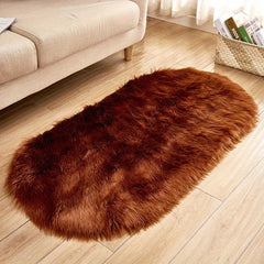 Soft Faux Sheepskin Oval Floor Mat for Living Room Bedroom
