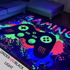 Gamepad Luminous Floor Mat Soft Non-slip Flannel Rug