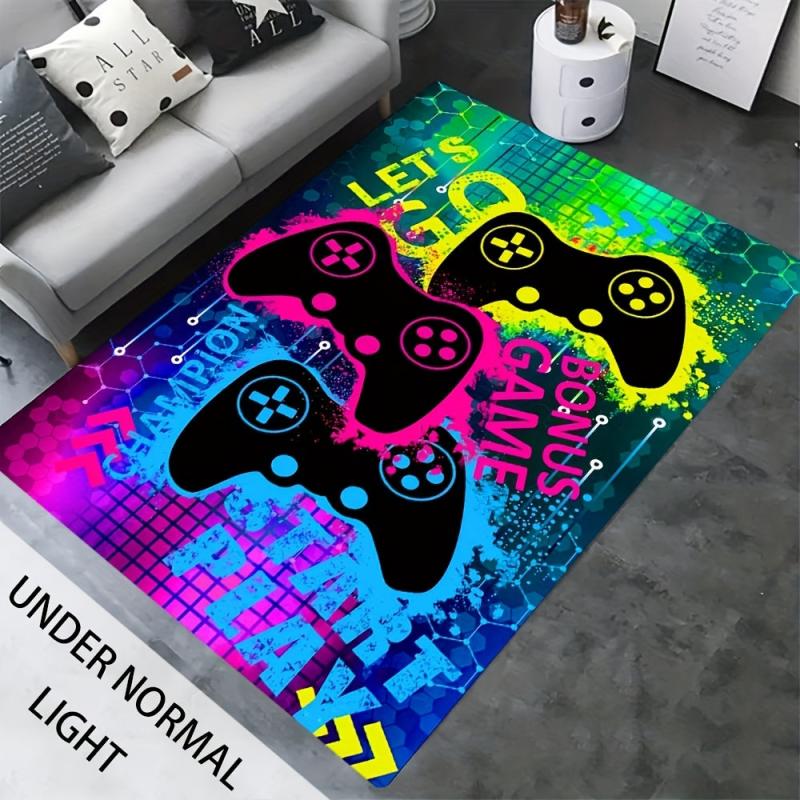 Gamepad Luminous Floor Mat Soft Non-slip Flannel Rug