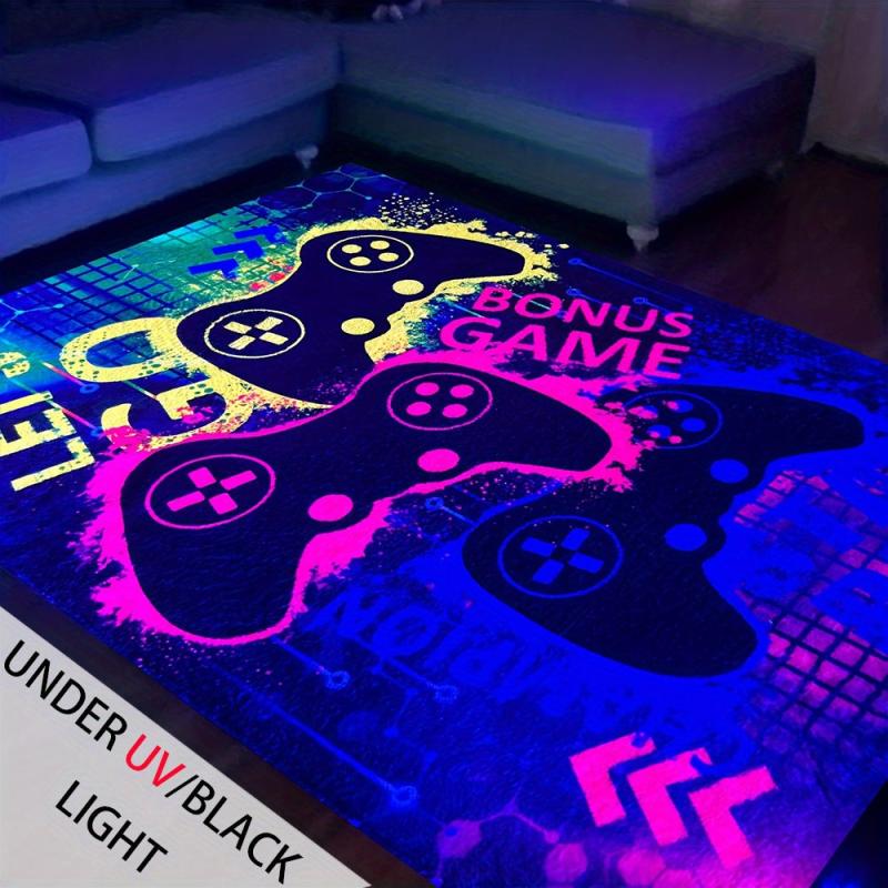 Gamepad Luminous Floor Mat Soft Non-slip Flannel Rug
