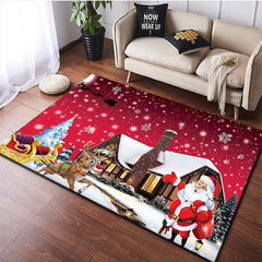 Merry Christmas Santa 3D Print Area Rug Machine Washable Carpet