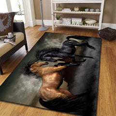 Horse Pattern Area Rug Non-slip Soft Polyester Mat Machine Washable Anti-fatigue