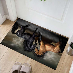 Horse Pattern Area Rug Non-slip Soft Polyester Mat Machine Washable Anti-fatigue