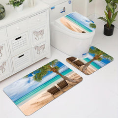 3pcs Plush Fluffy Bathroom Rugs Set Soft Bath Mat Non Slip Absorbent Shower Mat