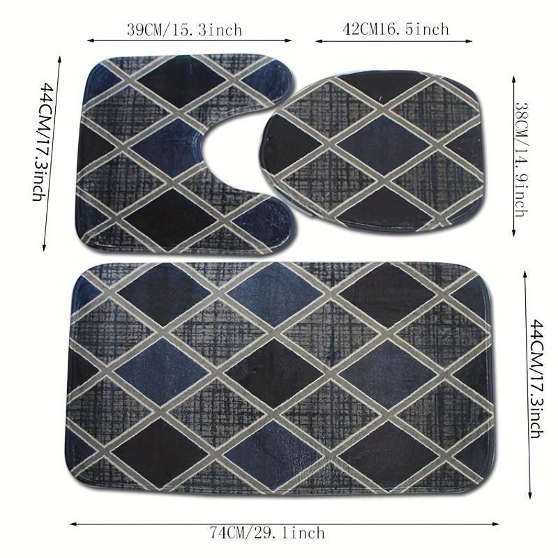 3pcs Plush Fluffy Bathroom Rugs Set Soft Bath Mat Non Slip Absorbent Shower Mat