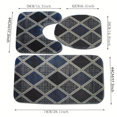 3pcs Plush Fluffy Bathroom Rugs Set Soft Bath Mat Non Slip Absorbent Shower Mat