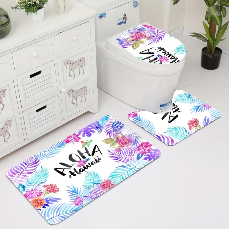 3pcs Plush Fluffy Bathroom Rugs Set Soft Bath Mat Non Slip Absorbent Shower Mat