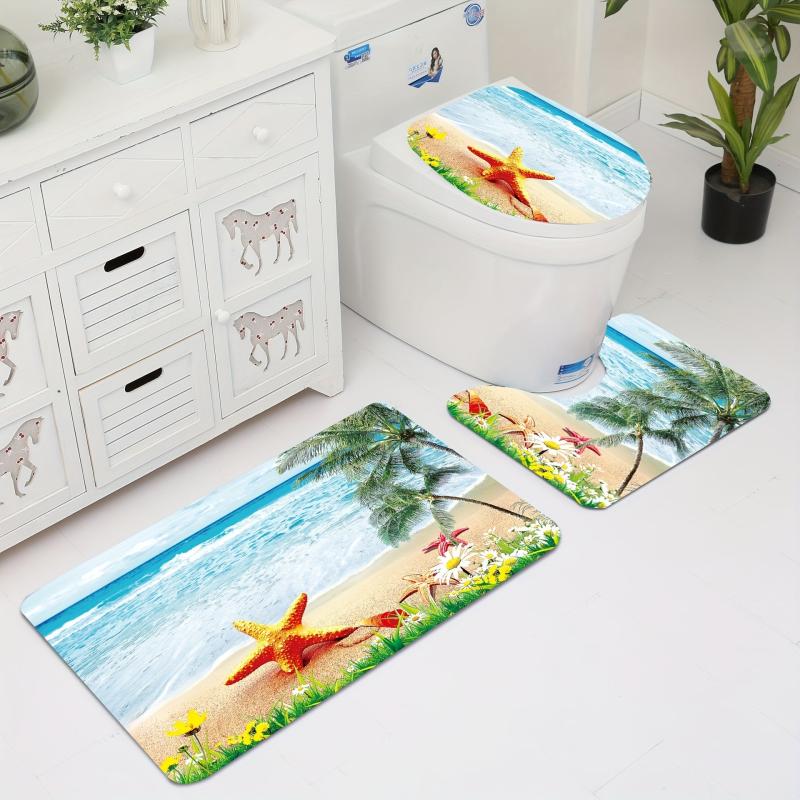 3pcs Plush Fluffy Bathroom Rugs Set Soft Bath Mat Non Slip Absorbent Shower Mat