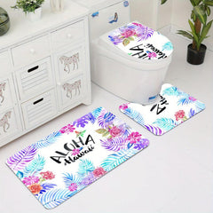 3pcs Plush Fluffy Bathroom Rugs Set Soft Bath Mat Non Slip Absorbent Shower Mat