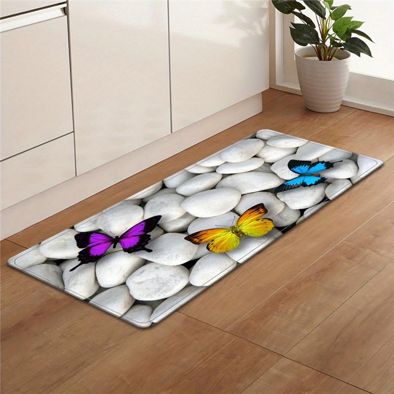Butterfly Stone Print Kitchen Mat Entrance Doormat Anti Slip Floor Rug